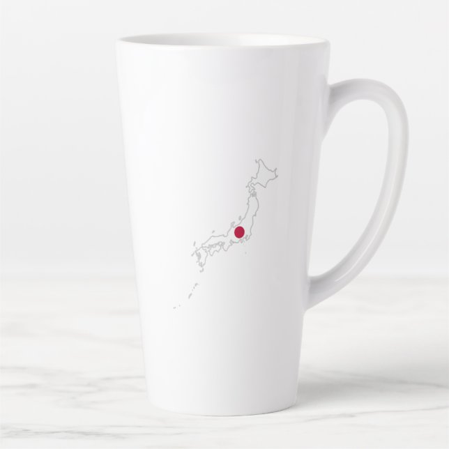 Caneca De Café Latte Japan flag on the map (Direita)
