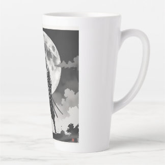 Caneca De Café Latte japanese ninja　月夜の忍者　静寂なる守護者