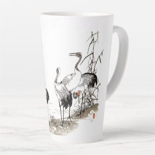 Caneca De Café Latte Japão Pássaros-guindastes e pântanos