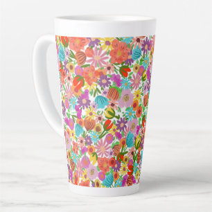 Caneca De Café Latte Jardim Alegre em Flor