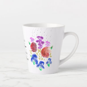 Caneca De Café Latte Jardim da Flor Rainha em Cores Brilhantes Pequeno