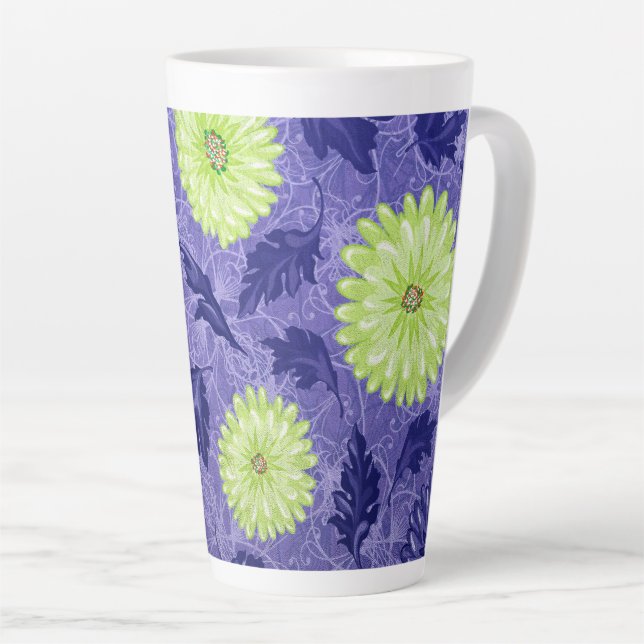 Caneca De Café Latte Jardim Daisy da Meia-Noite (Ângulo direito)