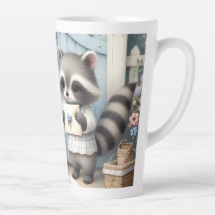 Caneca De Café Latte Jardim de Cartas do Mapache Pastel