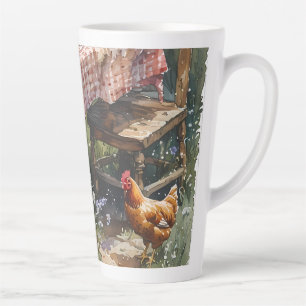 Caneca De Café Latte Jardim de Cottage Chá da Manhã Aquarela