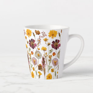 Caneca De Café Latte Jardim de Flor Selvagem Pressionado - Pequena Lata