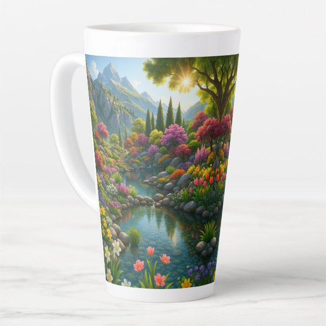 Caneca De Café Latte Jardim de Montanha Incrível (Ângulo esquerdo)