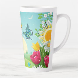 Caneca De Café Latte Jardim de Primavera3