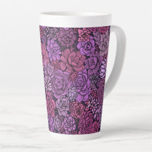 Caneca De Café Latte Jardim de sucata em rosa e violeta