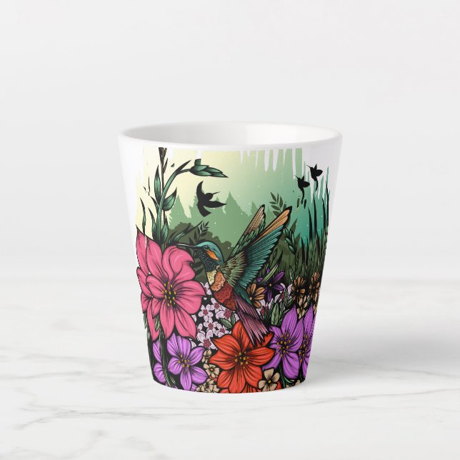 Caneca De Café Latte Jardim do Hummingbird (Frente)