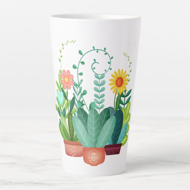 Caneca De Café Latte Jardim Feliz Pequeno (Frente)