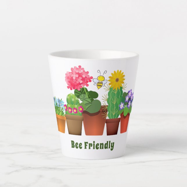 Caneca De Café Latte Jardim Flor Cactus (Frente)