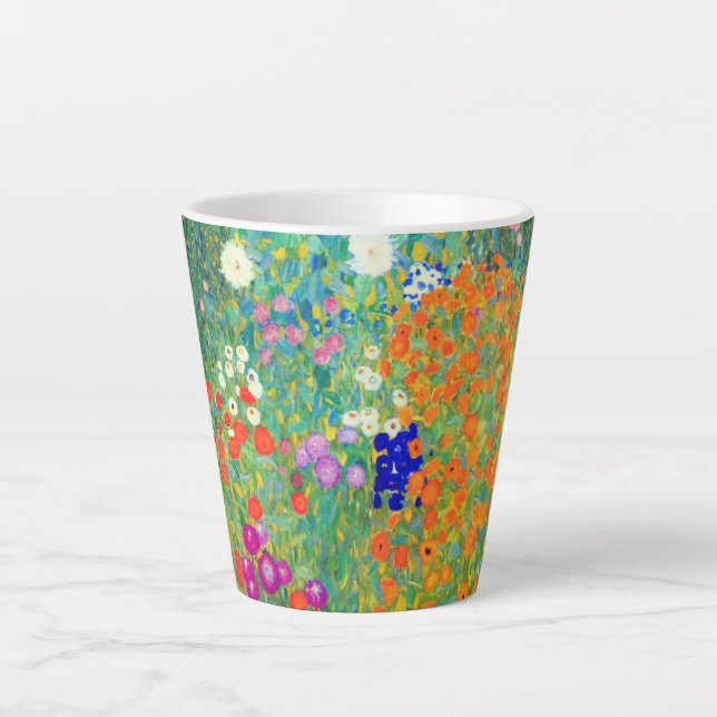 Caneca De Café Latte Jardim Flor Gustav Klimt (Frente)