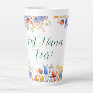 Caneca De Café Latte Jardim Floral das Flores de Aquarela