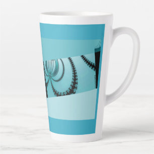 Caneca De Café Latte Jardim Fractal azul