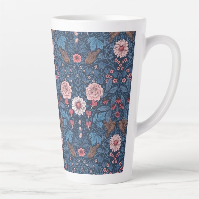 Caneca De Café Latte Jardim selvagem em azul (Direita)