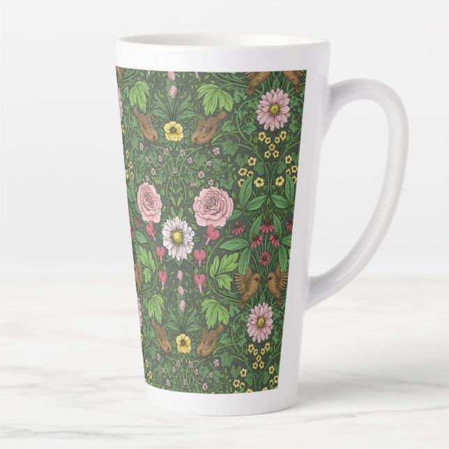 Caneca De Café Latte Jardim selvagem em verde (Direita)