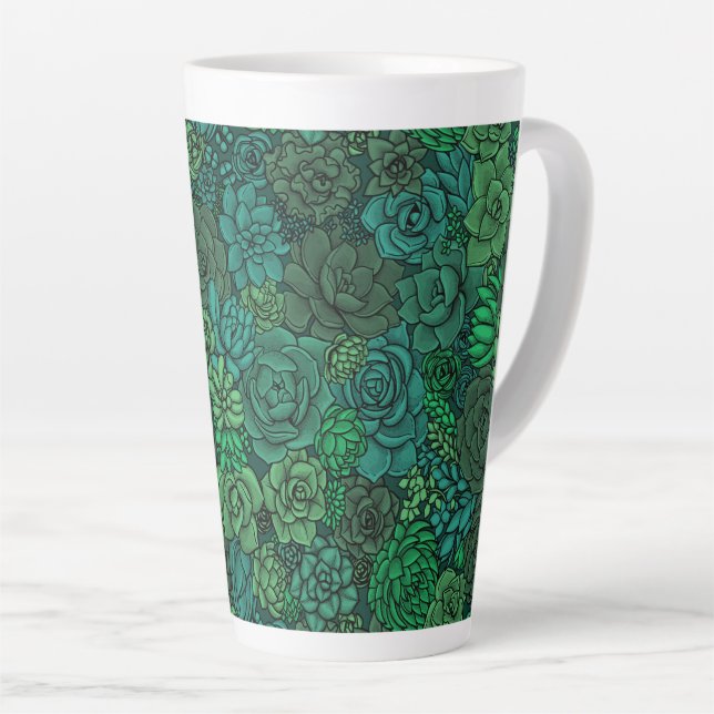 Caneca De Café Latte Jardim suculento em verde (Ângulo direito)