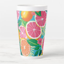 Caneca De Café Latte Jardim Vibrante de Citrinos 