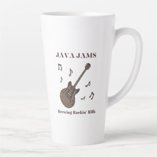 Caneca De Café Latte Java Jams-Brewing Rockin' Riffs-Café-Guitarra-