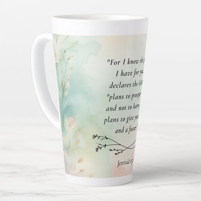Caneca De Café Latte Jeremiah 29:11 Bíblia Versa Imagem (Ângulo esquerdo)