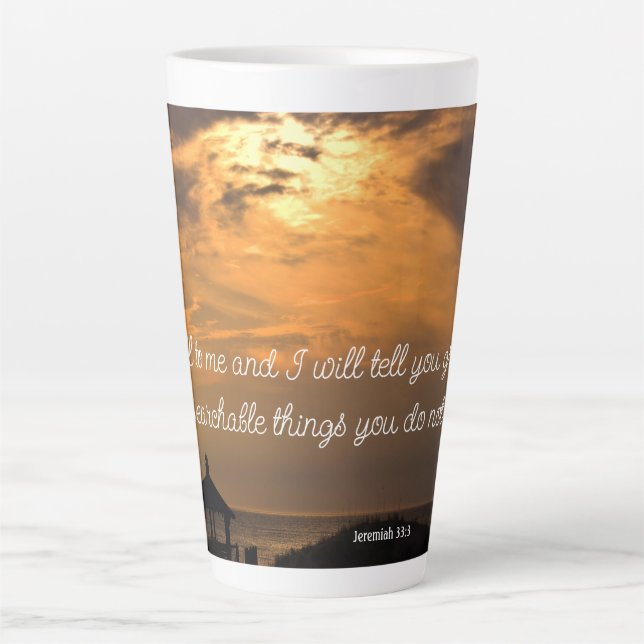 Caneca De Café Latte Jeremiah 33:3 Latte Mug (Frente)