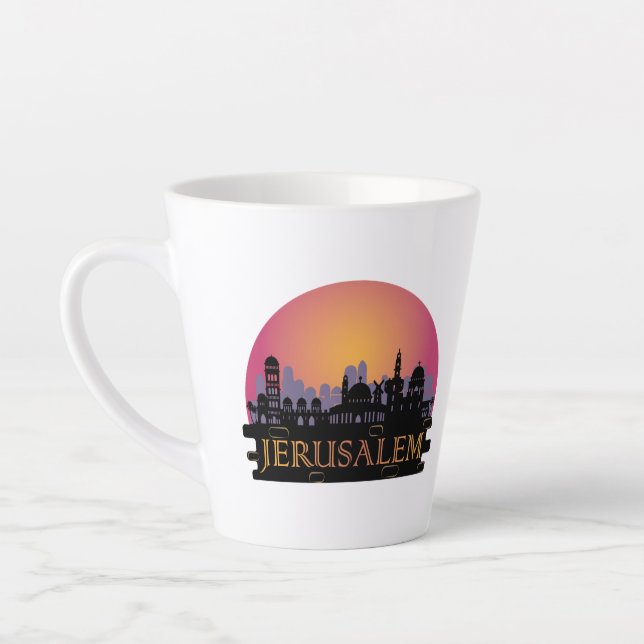 Caneca De Café Latte Jerusalém - Linha do horizonte da Cidade Antiga -  (Esquerda)