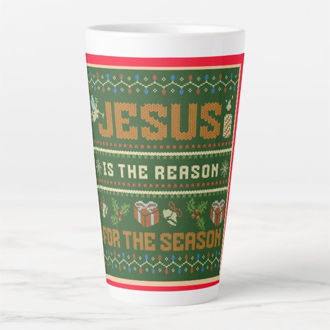 Caneca De Café Latte Jesus De Natal É A Razão Para A Época (Frente)