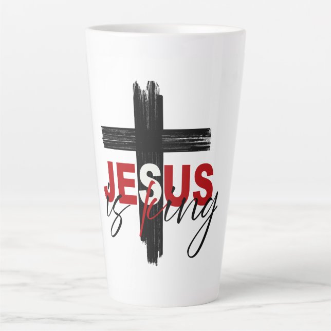 Caneca De Café Latte Jesus é rei (Frente)