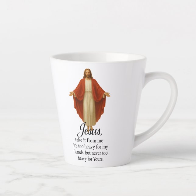 Caneca De Café Latte Jesus em Vermelho e Branco (Direita)