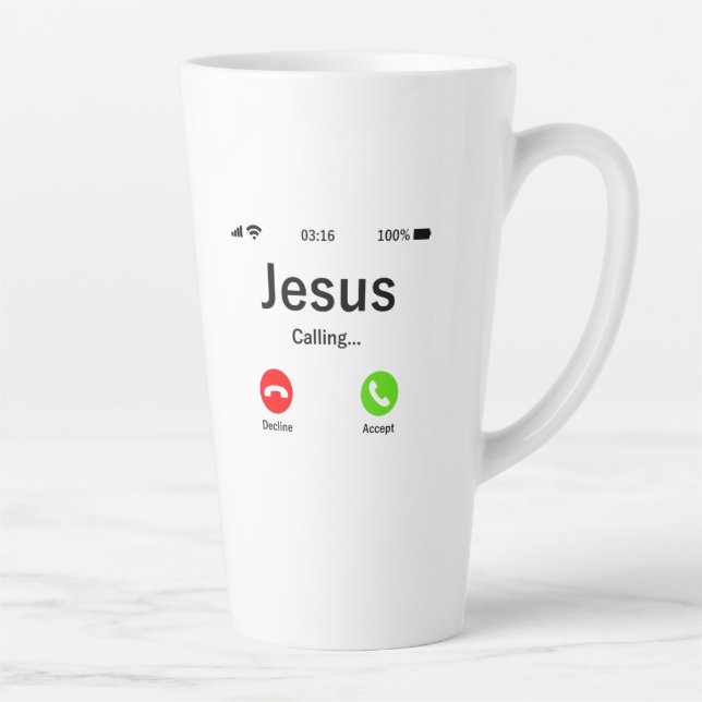 Caneca De Café Latte Jesus Está Ligando - Cristão (Direita)