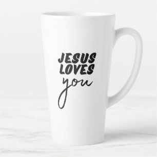 Caneca De Café Latte 'Jesus Te Ama' Minimalista Encorajamento Cristão