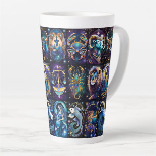 Caneca De Café Latte Jewel Galaxy Zodiac
