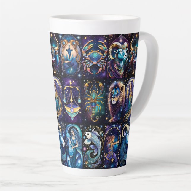 Caneca De Café Latte Jewel Galaxy Zodiac (Ângulo direito)