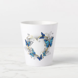 Caneca De Café Latte Jewelry Heart with Butterflies Morpho