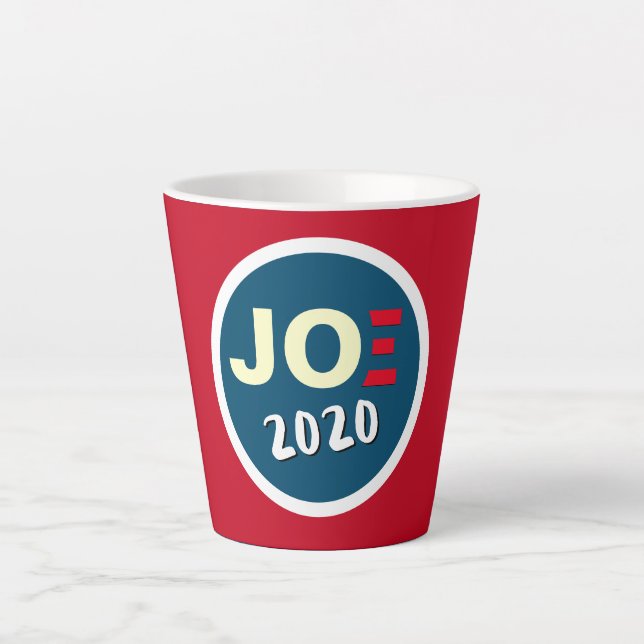 Caneca De Café Latte JOE 2020 Biden Vermelho Azul (Frente)