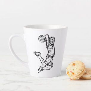 Caneca De Café Latte Jogador de Basquete Fazendo Design Escuro de Slam