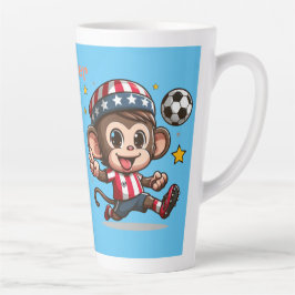 Caneca De Café Latte Jogador de futebol de macaco feliz e bonito