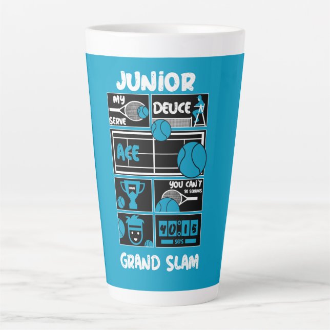 Caneca De Café Latte Jogador de Tênis de Meninos Júnior (Frente)