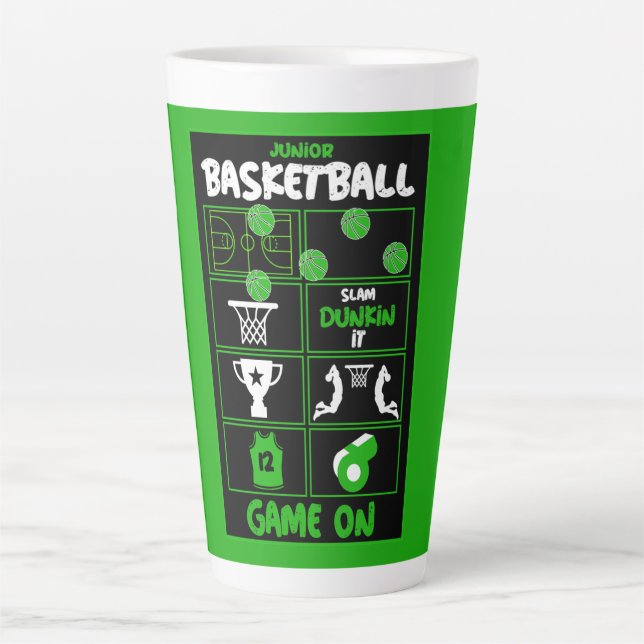 Caneca De Café Latte Jogadores De Basquete Júnior (Frente)