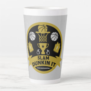 Caneca De Café Latte Jogadores de basquetebol em cadeira de rodas