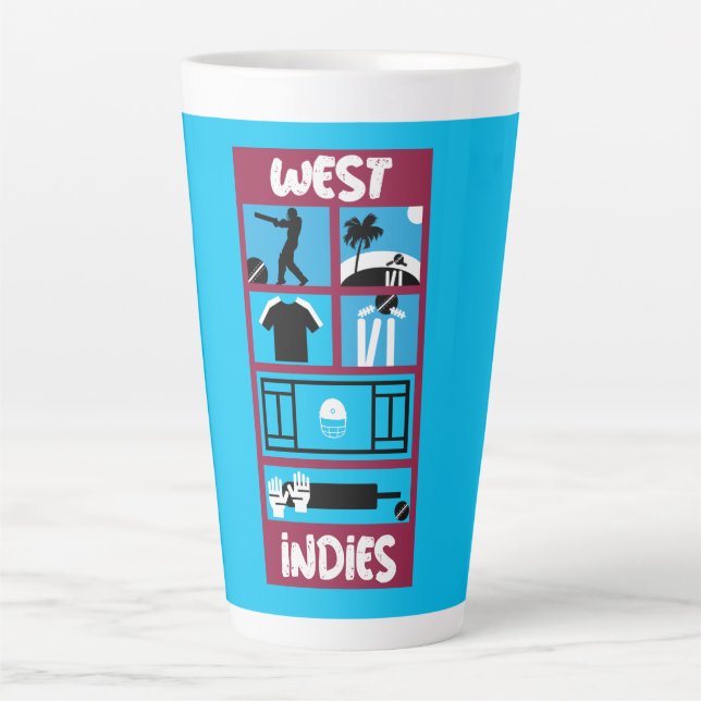 Caneca De Café Latte Jogadores de Críquete do West Indies (Frente)