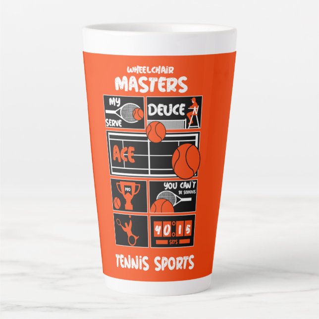 Caneca De Café Latte Jogadores de Tênis para cadeiras de rodas (Frente)