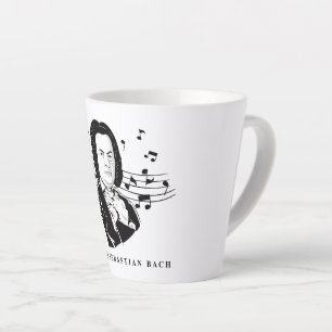 Caneca De Café Latte Johann Sebastian Bach Portrait e Bust com Notes