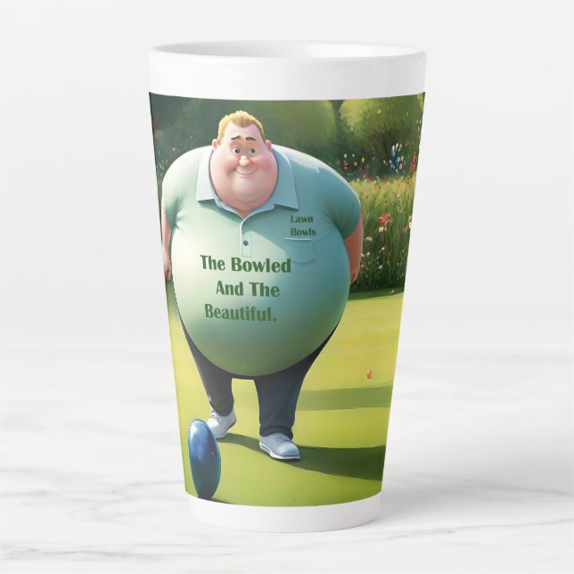 Caneca De Café Latte Jolly Lawn Bowler Man, (Frente)