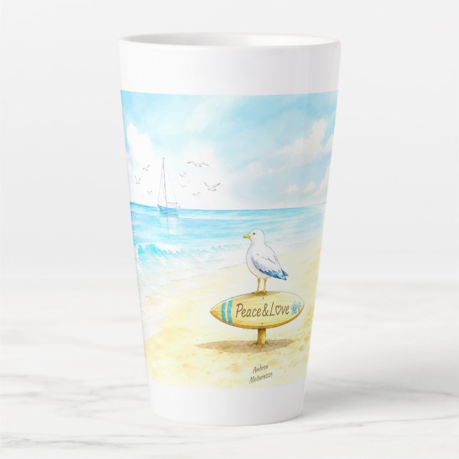 Caneca De Café Latte Jon Seagull - Paz & Amor  (Frente)