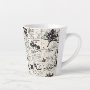 Caneca De Café Latte Jornal Vintage