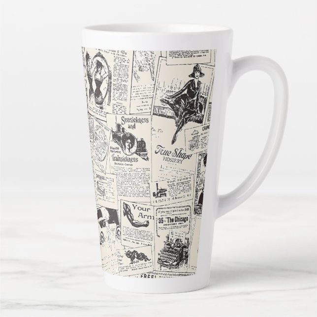 Caneca De Café Latte Jornal Vintage (Direita)