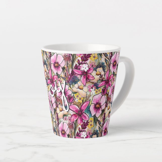 Caneca De Café Latte Joy Floral (Ângulo direito)