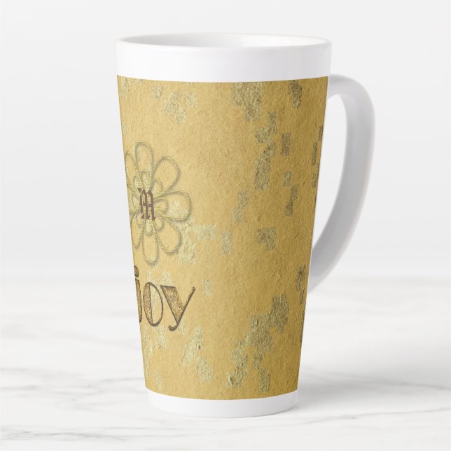 Caneca De Café Latte Joy Monogrammed Natal (Ângulo direito)