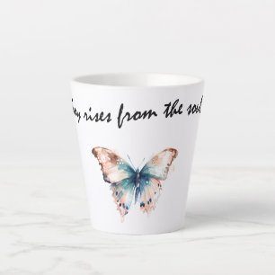 Caneca De Café Latte Joy Rises da Borboleta da Alma
